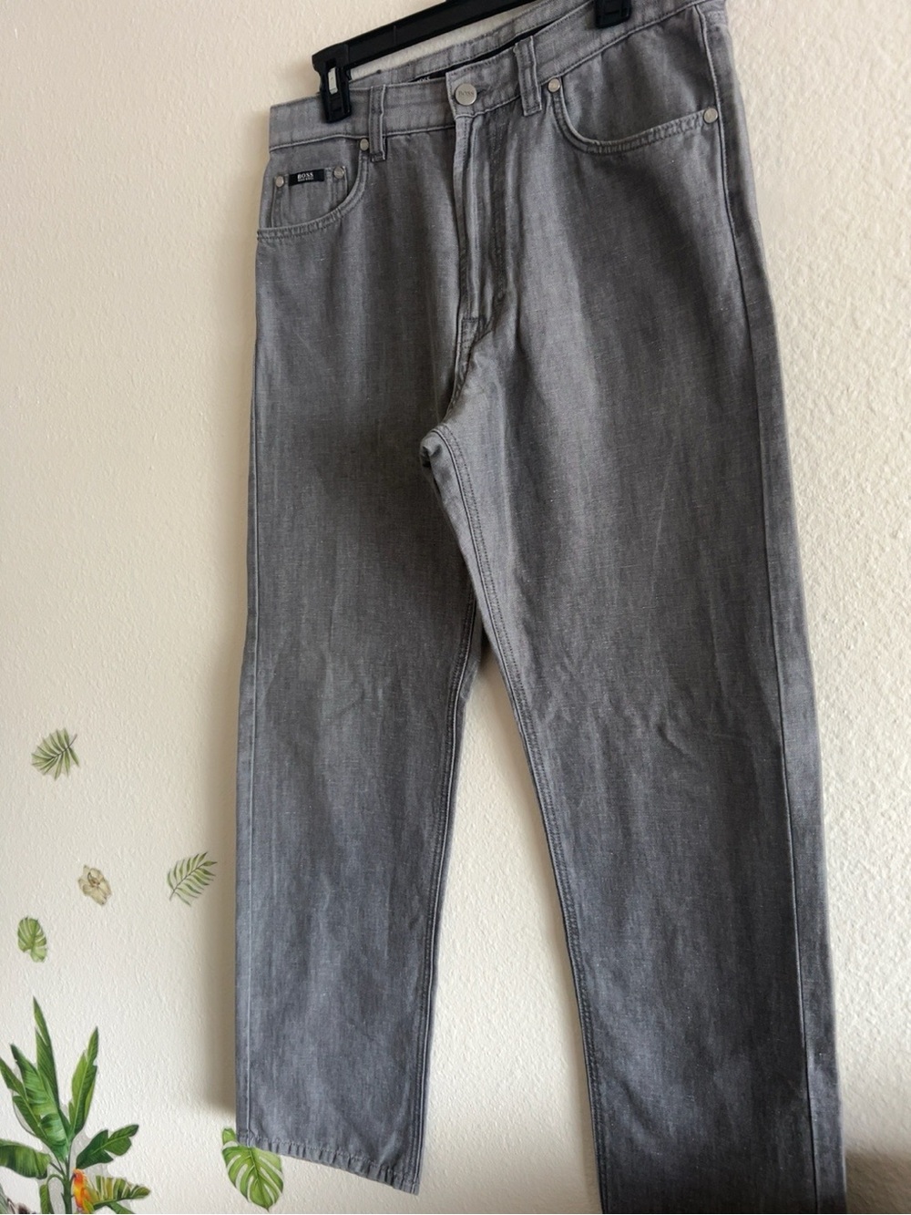 Boss Hugo Boss Alabama Gray Linen Cotton Jeans Pants Men’s W34 L32 View 5